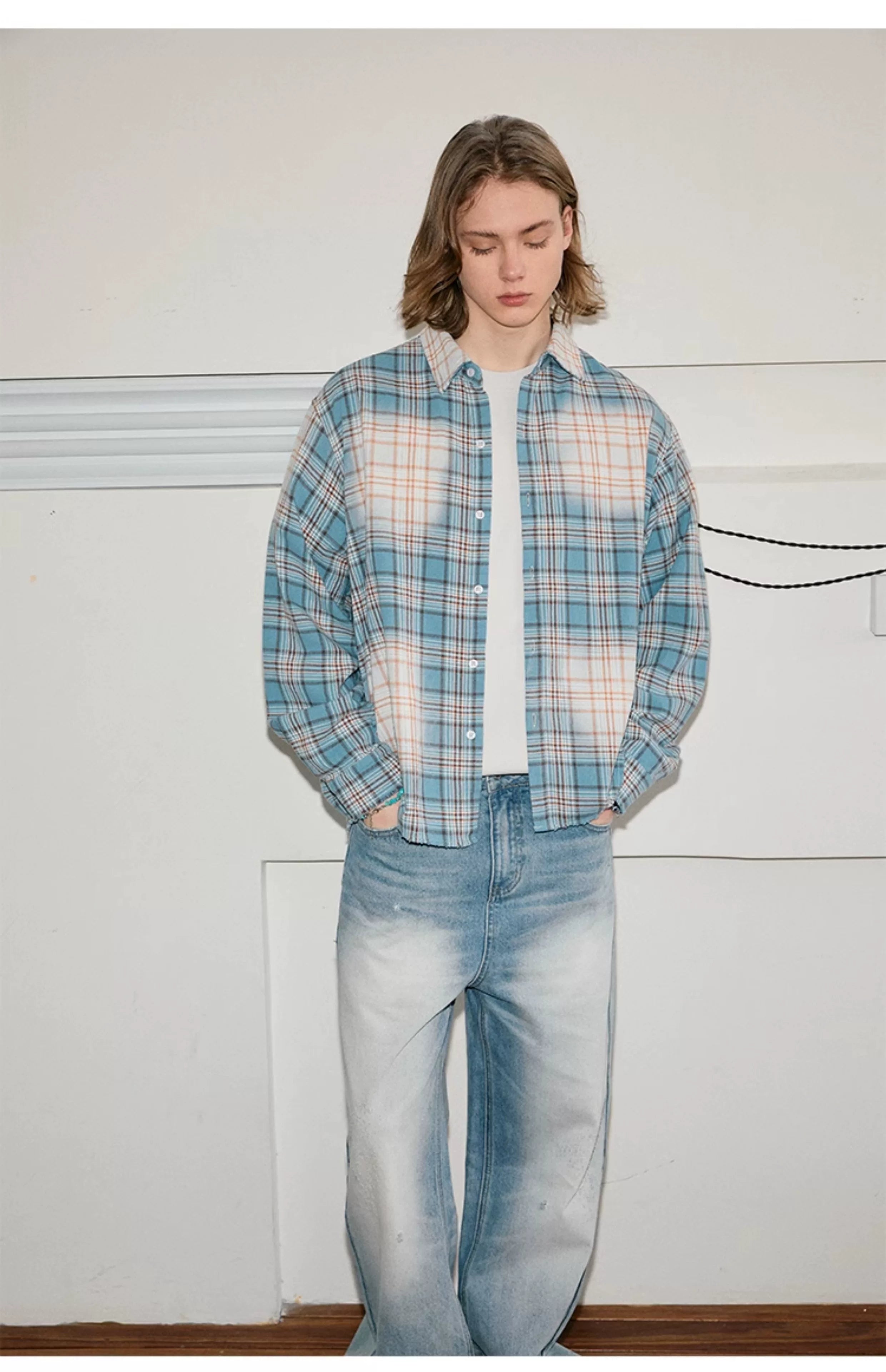 Vintage Wash Plaid Long Sleeve Shirt