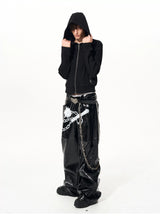 Men's Black Skull Cross Zip Hoodie