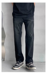 Men's Washed Black Loose Straight Jeans