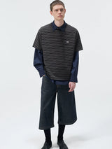 Short Sleeve Striped Embroidered Cotton Tee