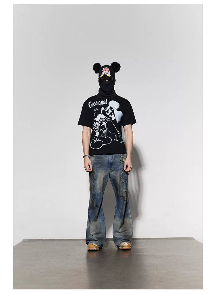 Rhinestone Mickey Print Tees