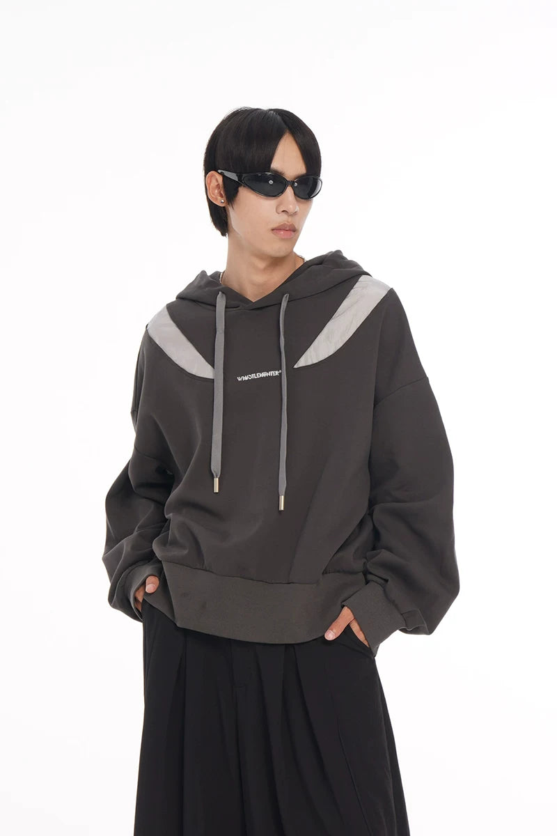 Irregular Patchwork Liquid Metal Loose Hoodie