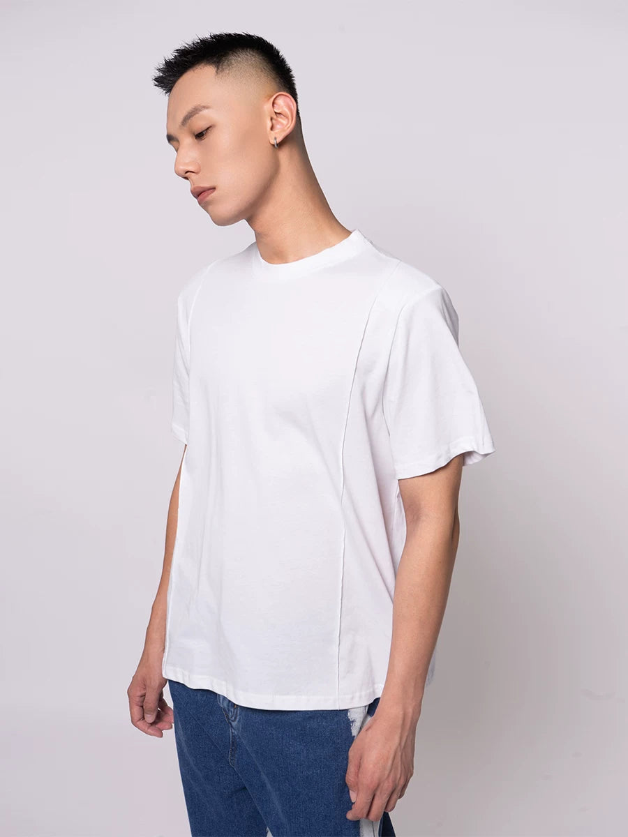 Men's Black White Padded Line Tee