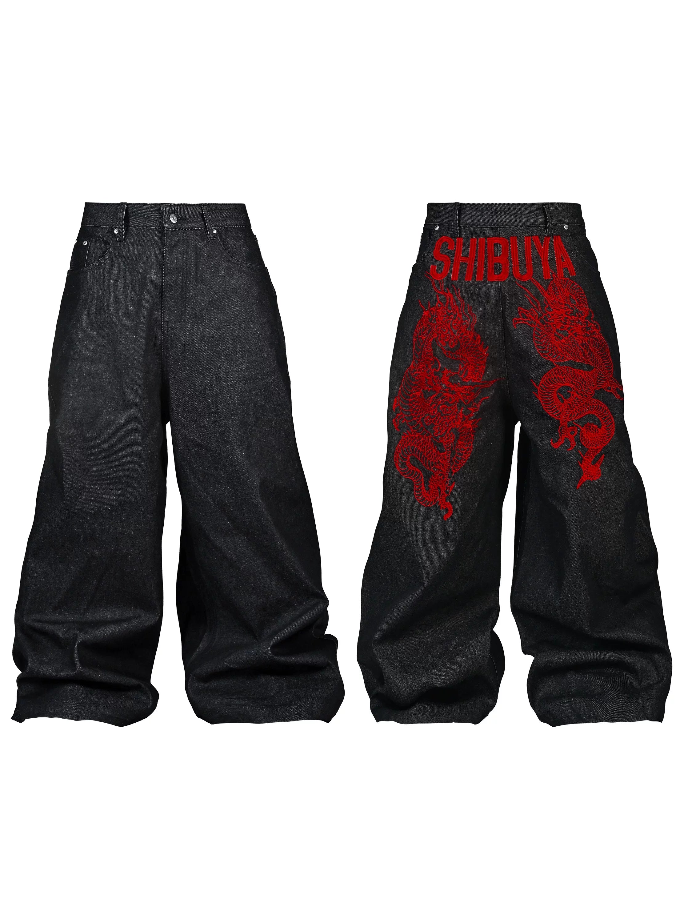 Reversible Dragon Embroidery Denim Jeans