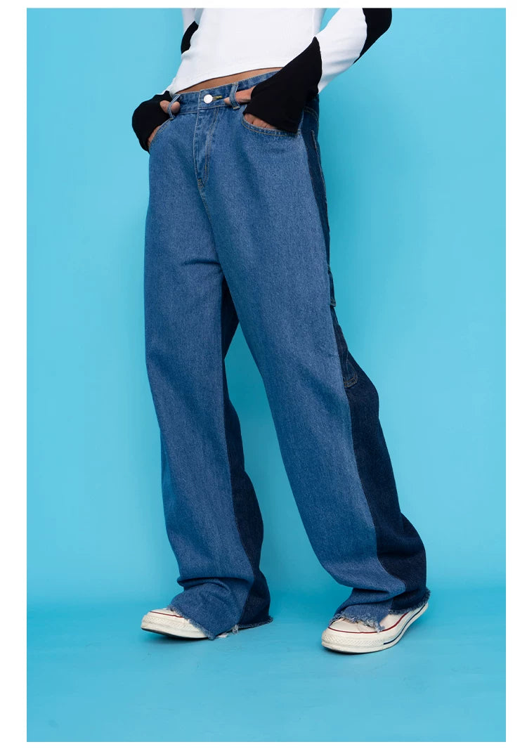 Men's Colorblock Wide Leg Jeans