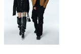 Unisex Two-Tone Irregular Short Multi-Zip Jackets