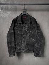 Washed Distressed Gray Raglan Denim Jacket