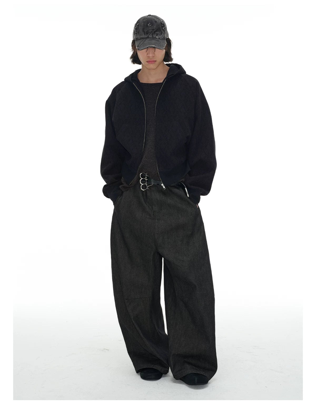 Zipper Jacquard Raglan Hoodie