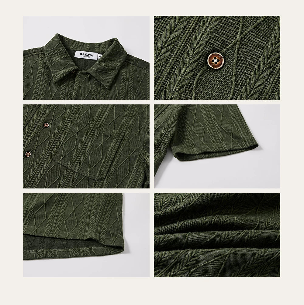 Wooden Button Short Sleeve Knitted Shirt