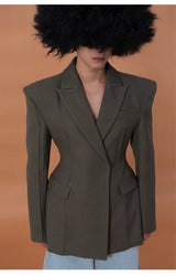 Men's Sage Green Padded Cinched Blazer