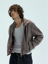 Washed Fleece Plaid Lined Jacket