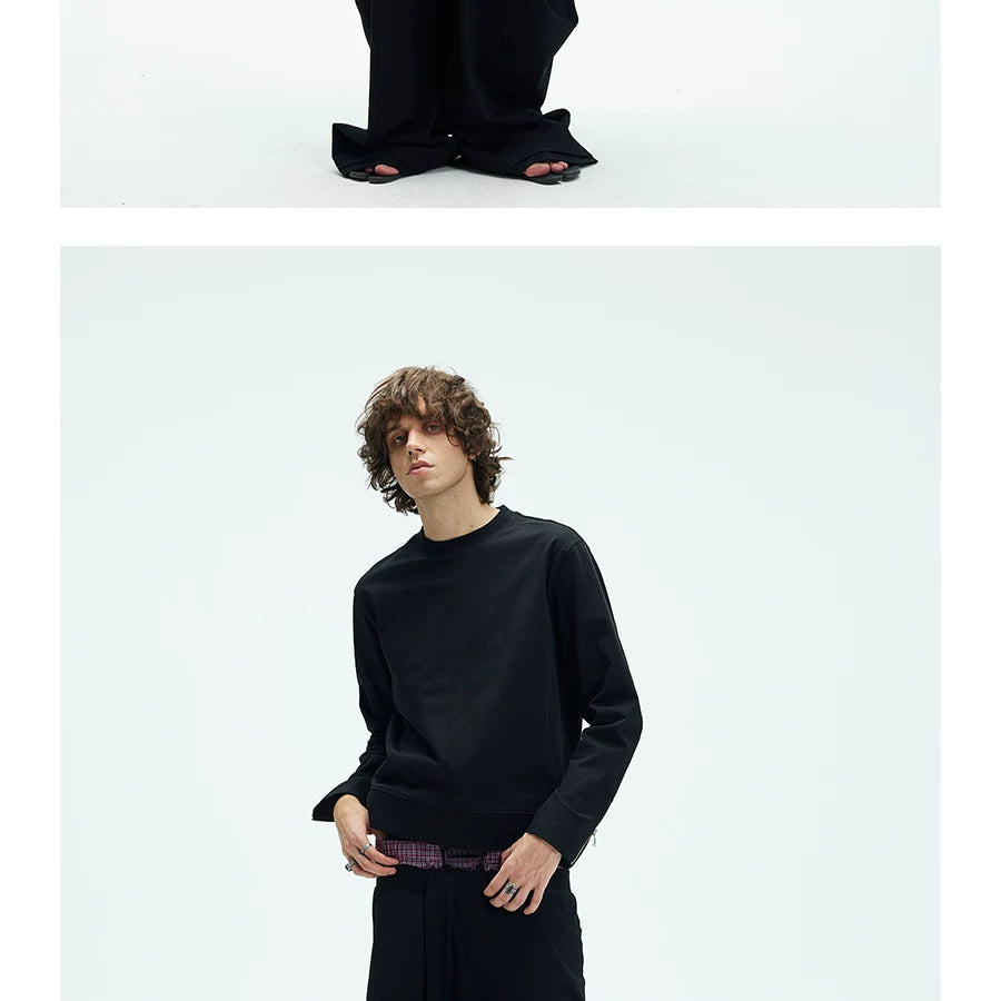 Two-tone Asymmetrical Pleated Baggy Sweatpants