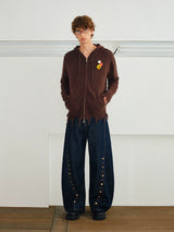 Men's Curved Wide Leg Denim Pants