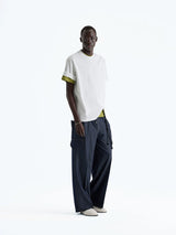 Indigo Denim-Style Drawstring Waist Cargo Pants