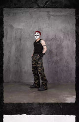 Waxed Camo Flared Jeans
