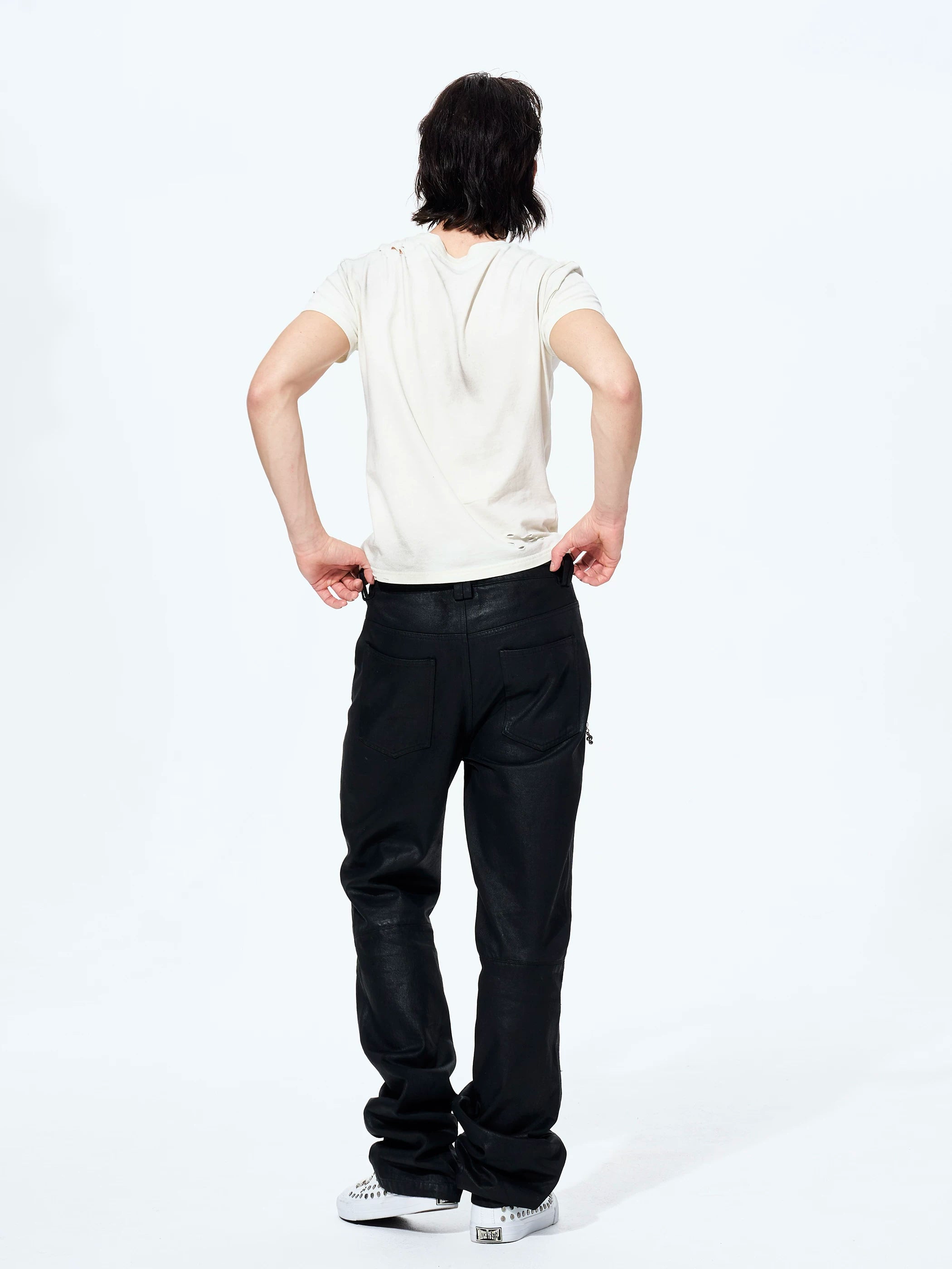 Unisex Rivet Letter Washed Distressed Tees