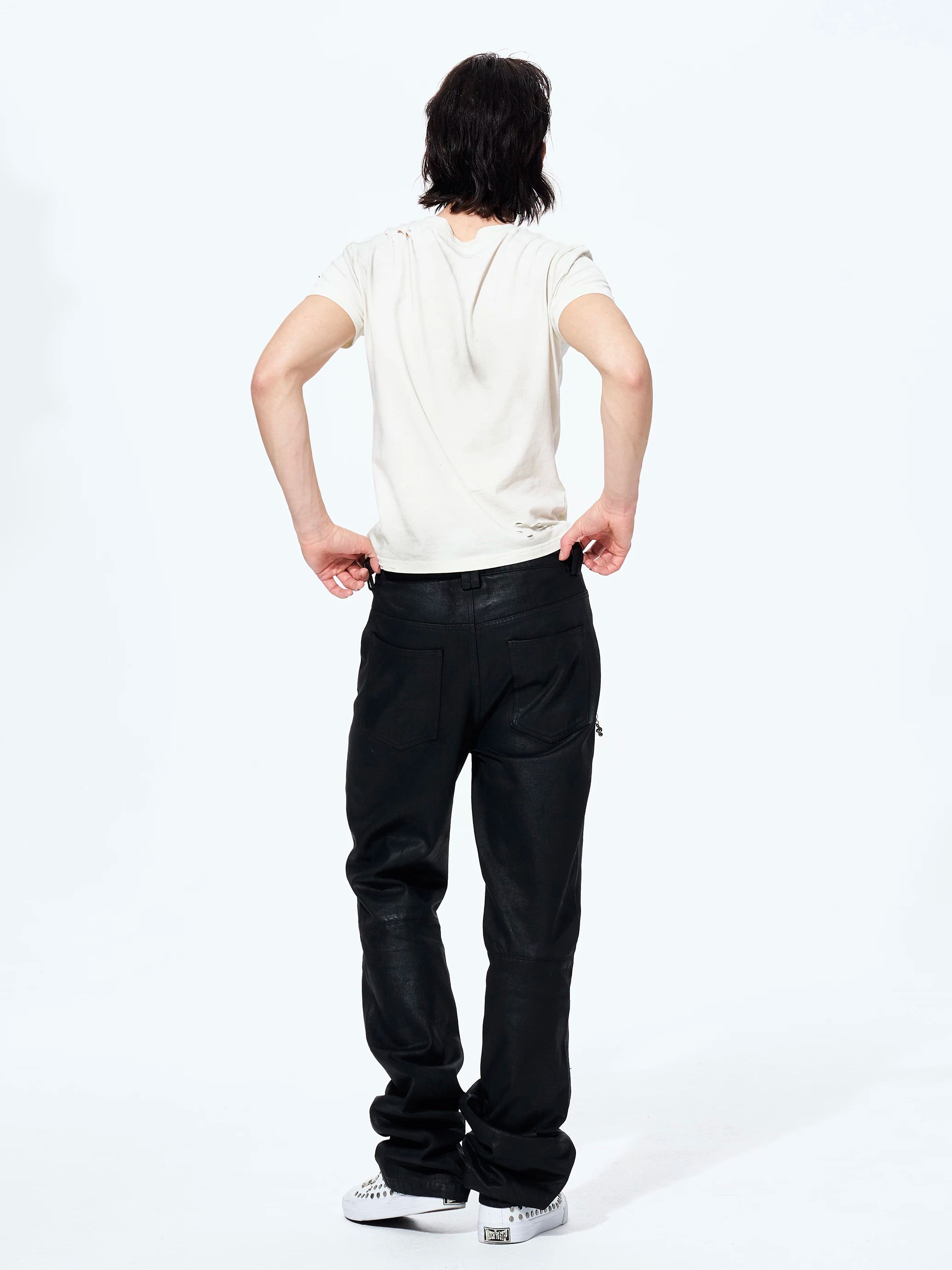 Unisex Rivet Letter Washed Distressed Tees