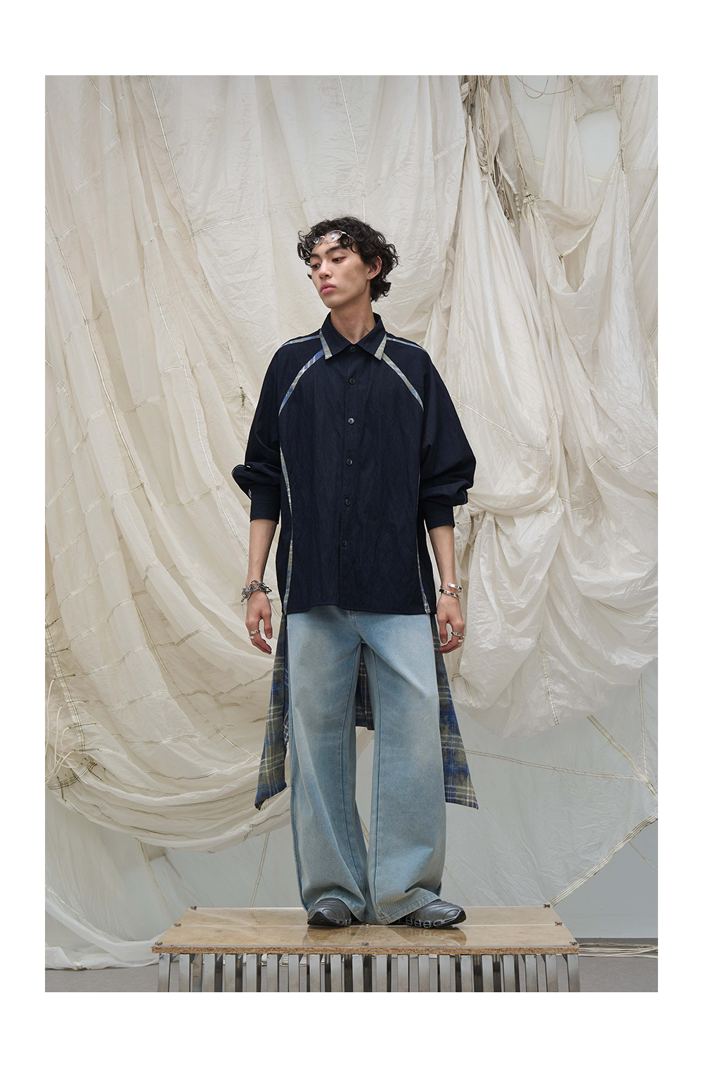 Washed Denim Split Shirt