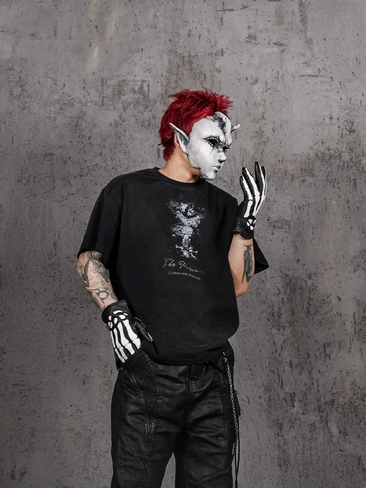 Prisoner Print Distressed Loose Tee