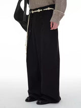 Pleated Wool Resin Button Pants