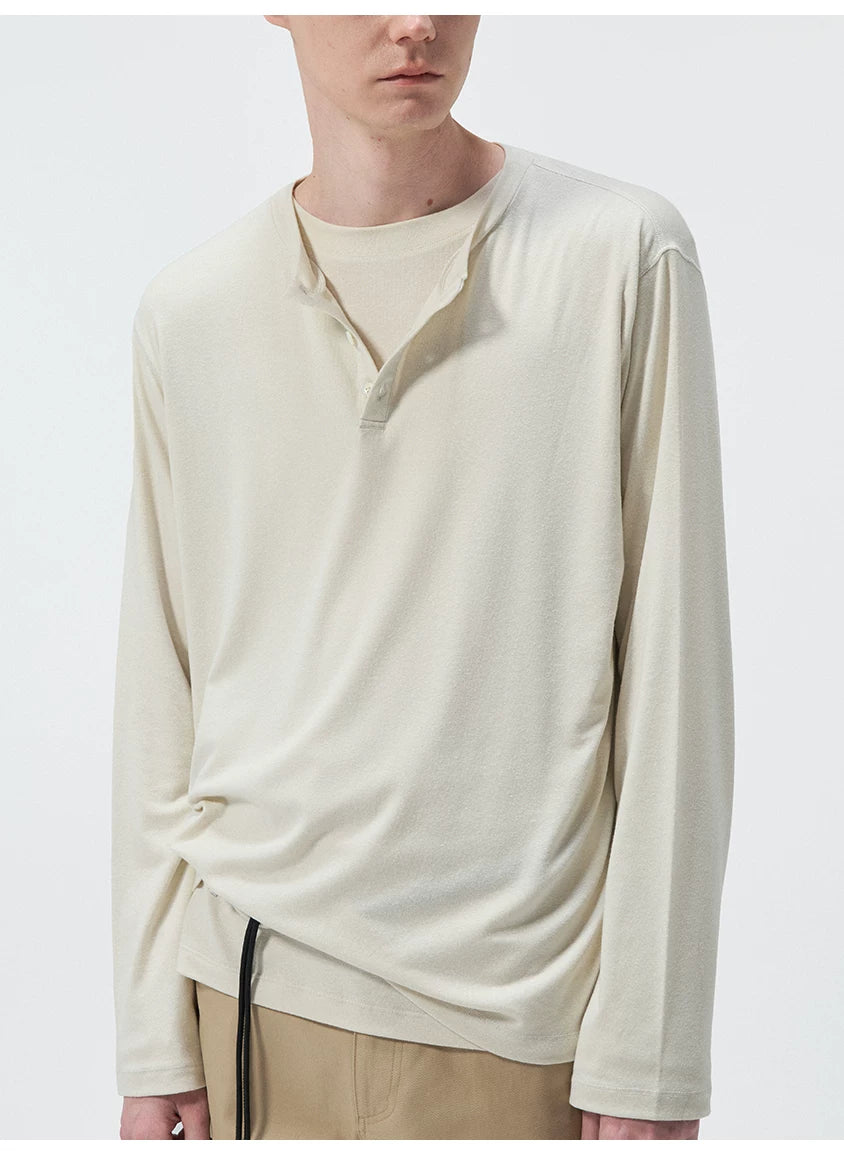 Long Sleeve Linen Tencel Blend Tees