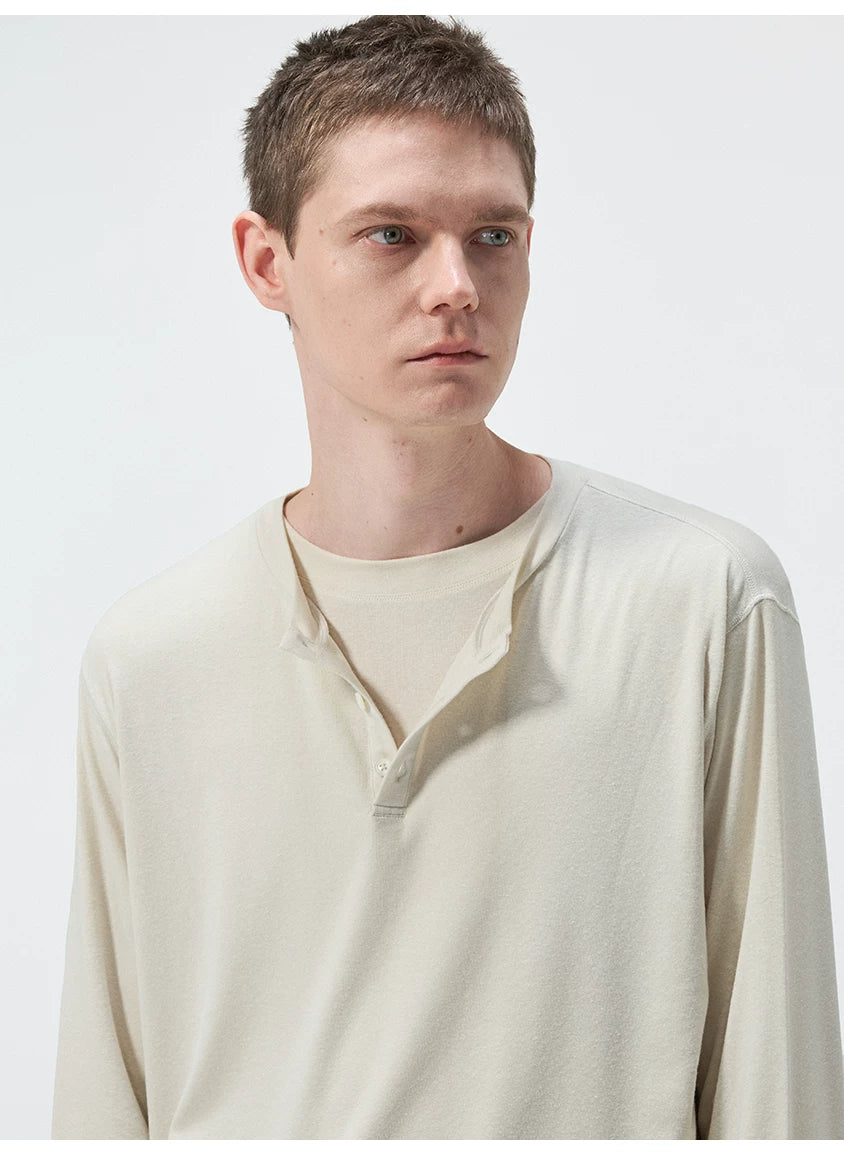 Long Sleeve Linen Tencel Blend Tees