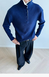 Reversible Two-in-One Stand Collar Sweater Coat