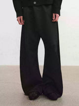 Low Rise Curved Pleated Quilted Pants