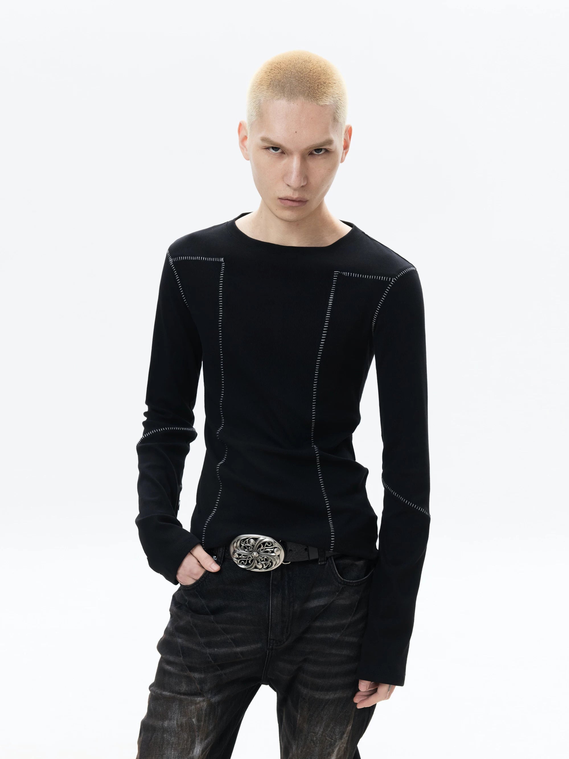 Basic Black Fitted Long Sleeve Tee