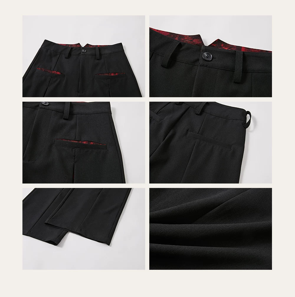 Oil-Lined Color Block Straight Equestrian Pants