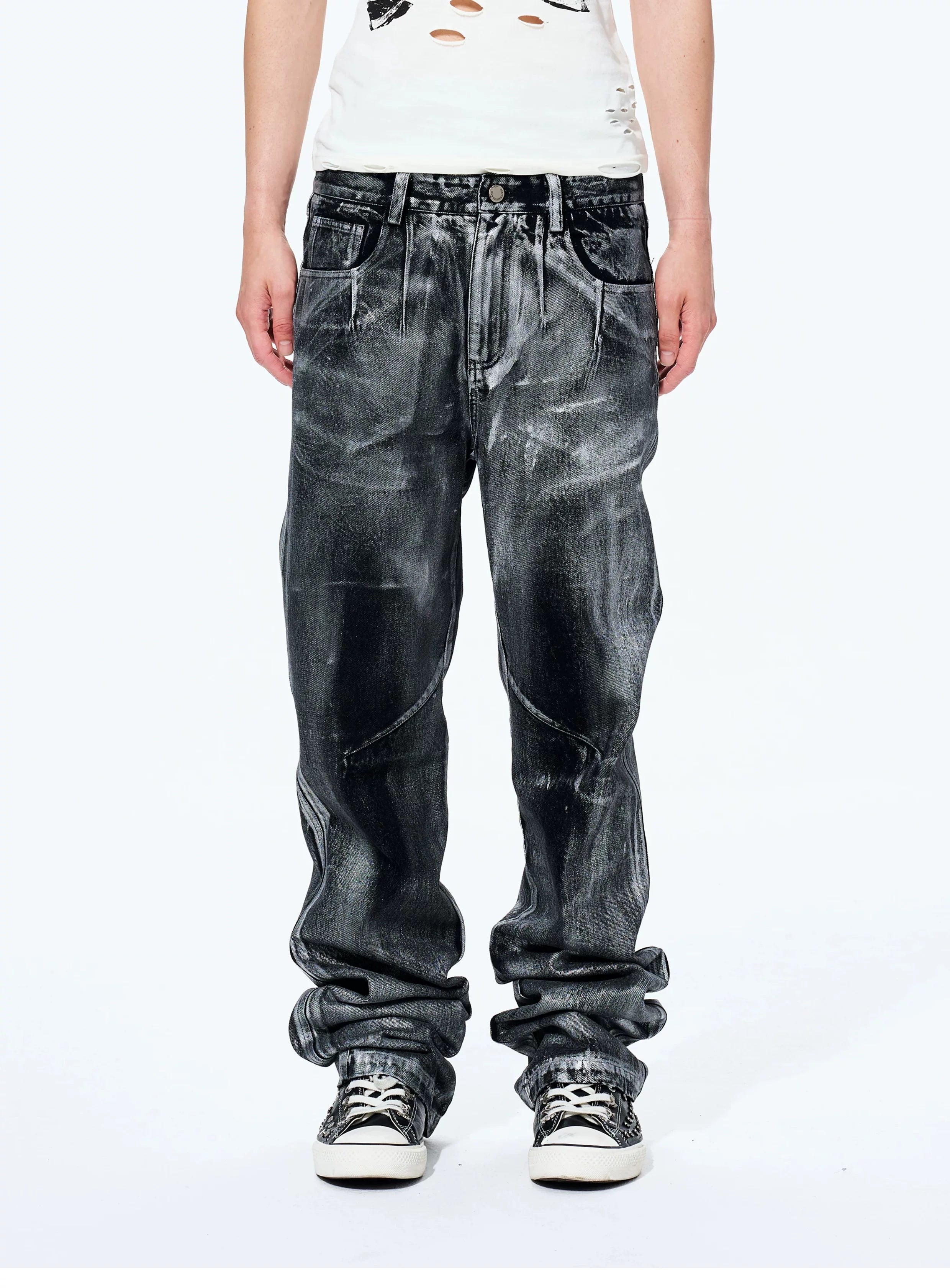 Men's Heavy Silver Straight Leg Jeans