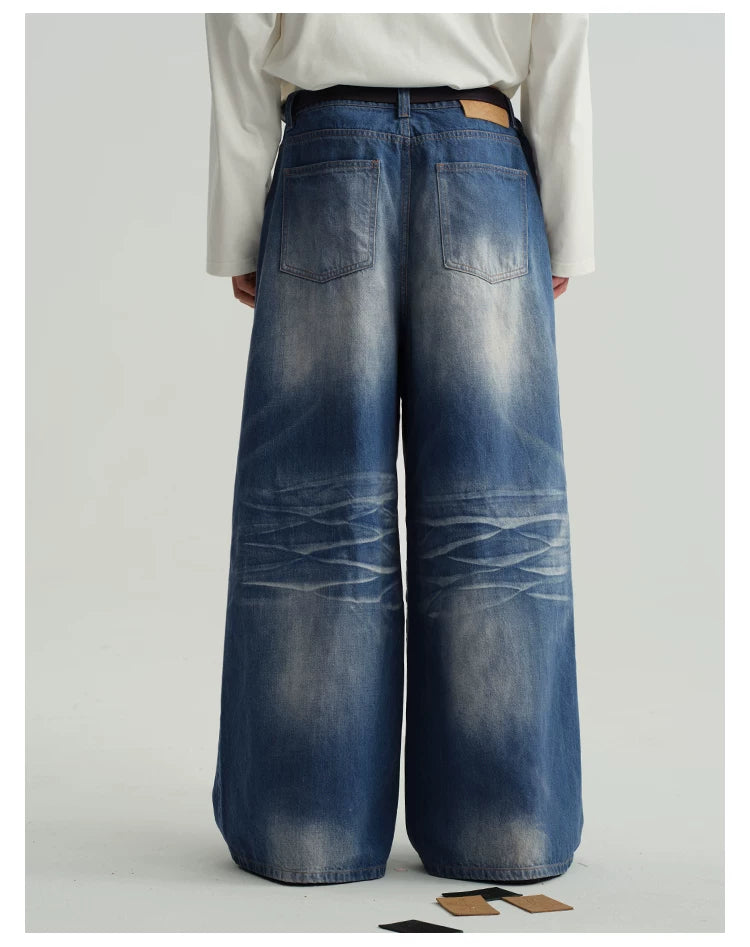 Icy Blue Vintage Coated Baggy Jeans