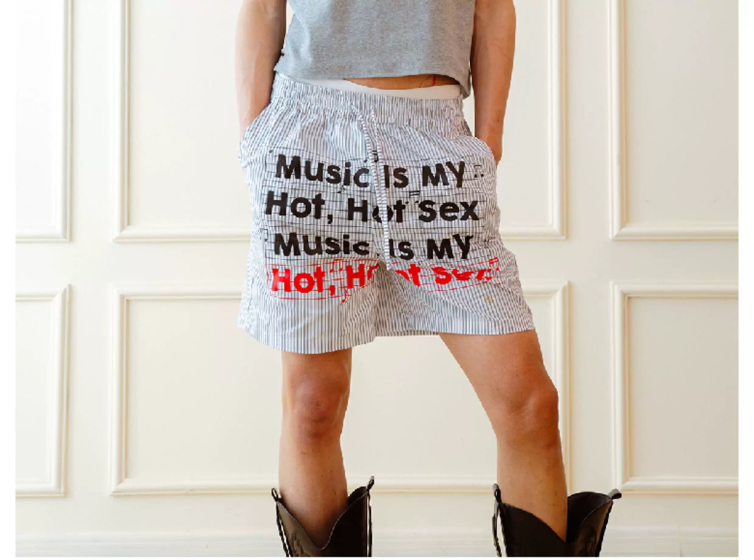 Unisex Vintage Striped Letter Print Boxers