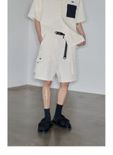 Magnetic Belted Elastic Multi-pocket Shorts