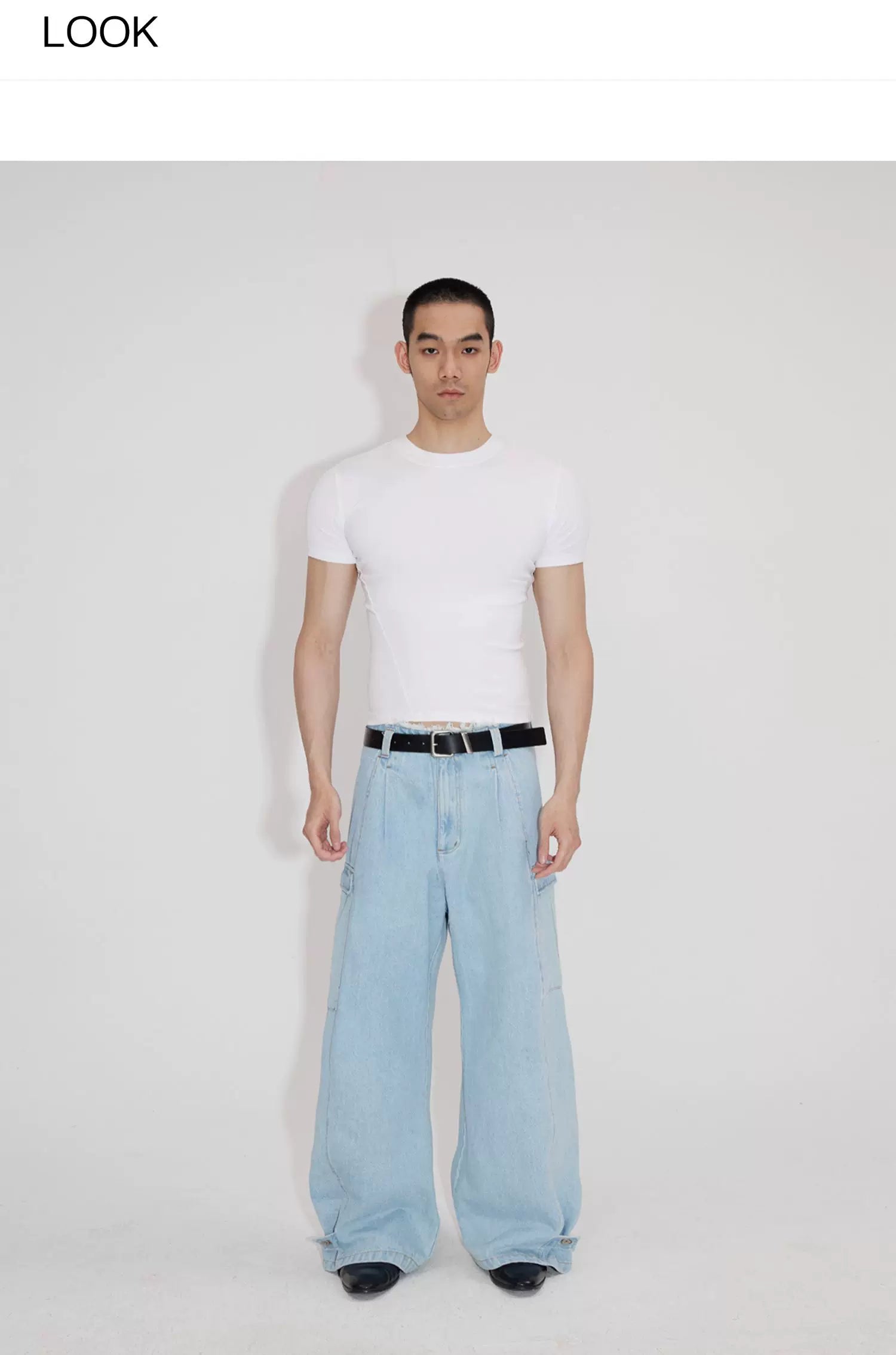 Three-Piece Raw Hem Curved Jeans