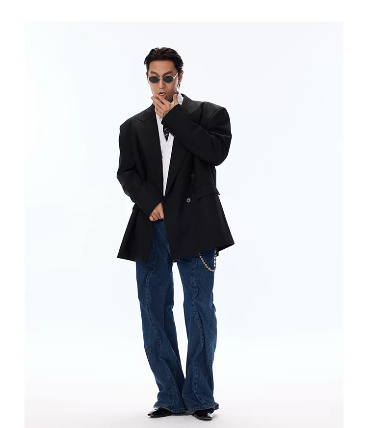 Classic Vintage Oversized Double-breasted Wool Blazer