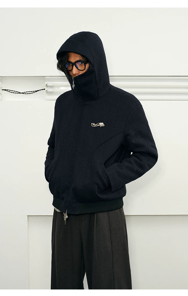 Men's Herringbone Hooded Puffer Jacket