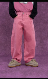 Men's Loose Pink Cargo Jeans
