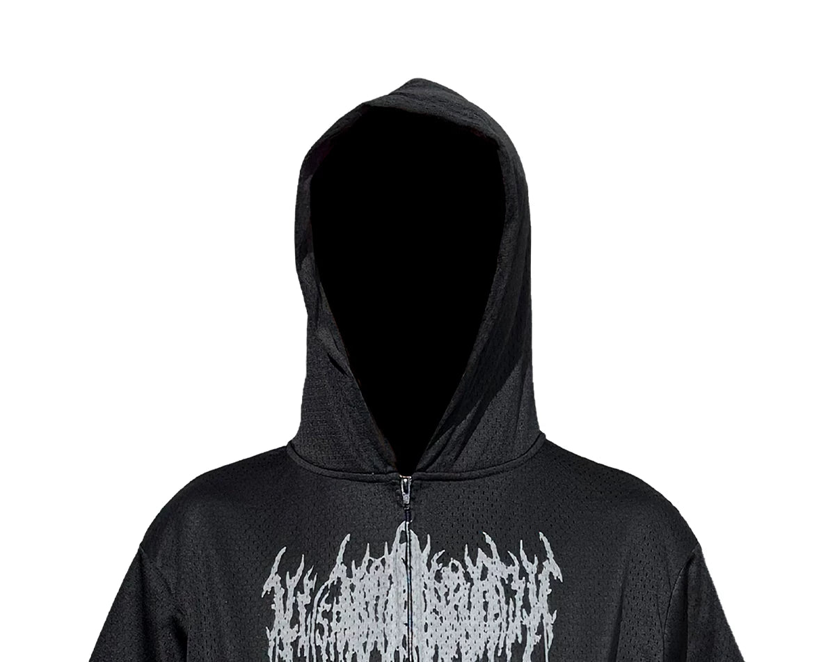 Slim Fit Mesh Zip-Up Hoodie