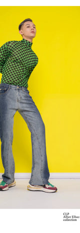 Blue Ombre Distressed Flare Jeans