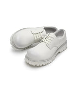 Distressed White Suede Platform Derby Shoes