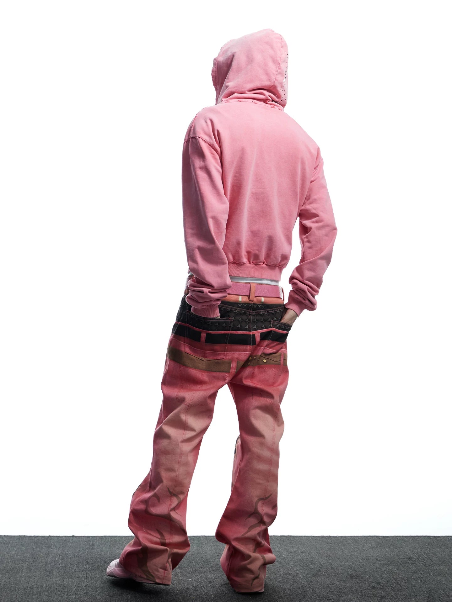 Double Waistband 3D Tiger Flare Jeans