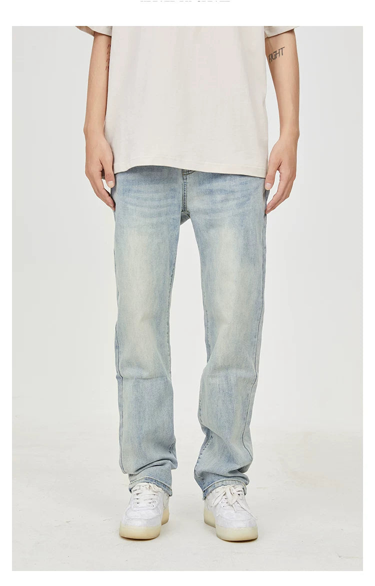 Cleanfit Distressed Light Wash Straight Jeans