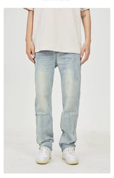 Cleanfit Distressed Light Wash Straight Jeans