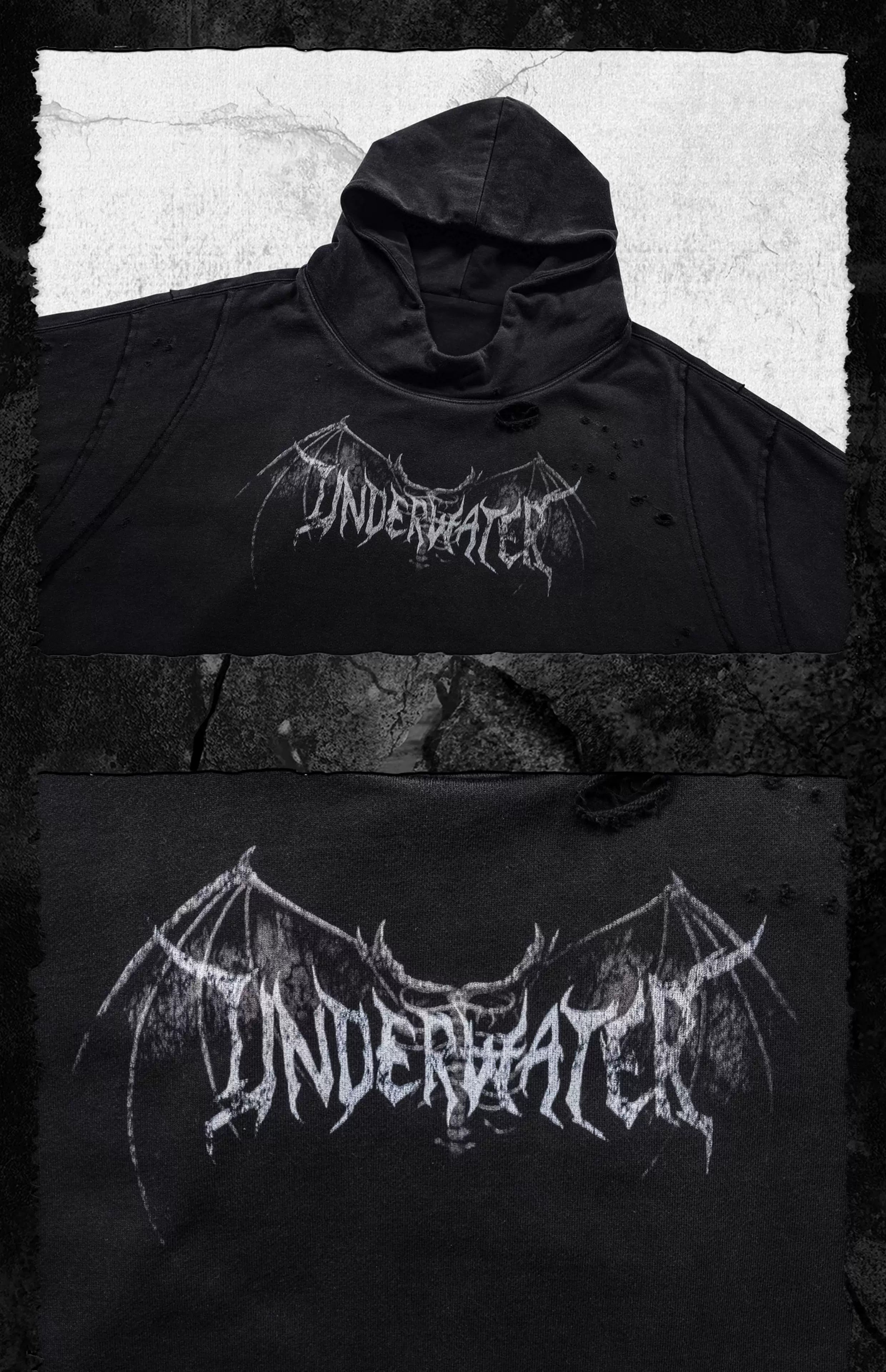 Distressed Printed Hellbound Wing Hoodie