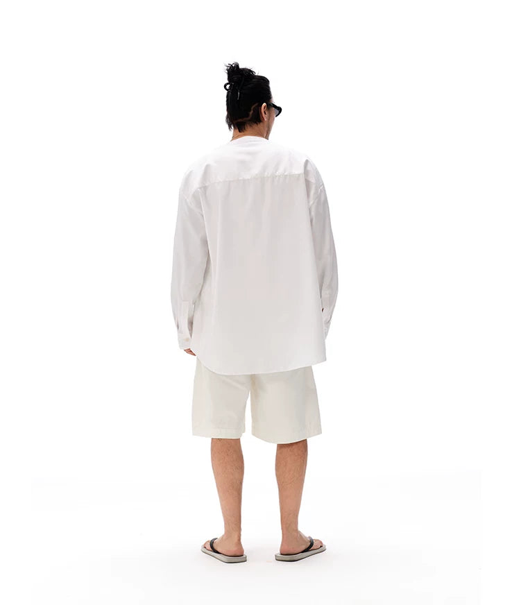 Embossed Vintage V-Neck Oversized Shirt