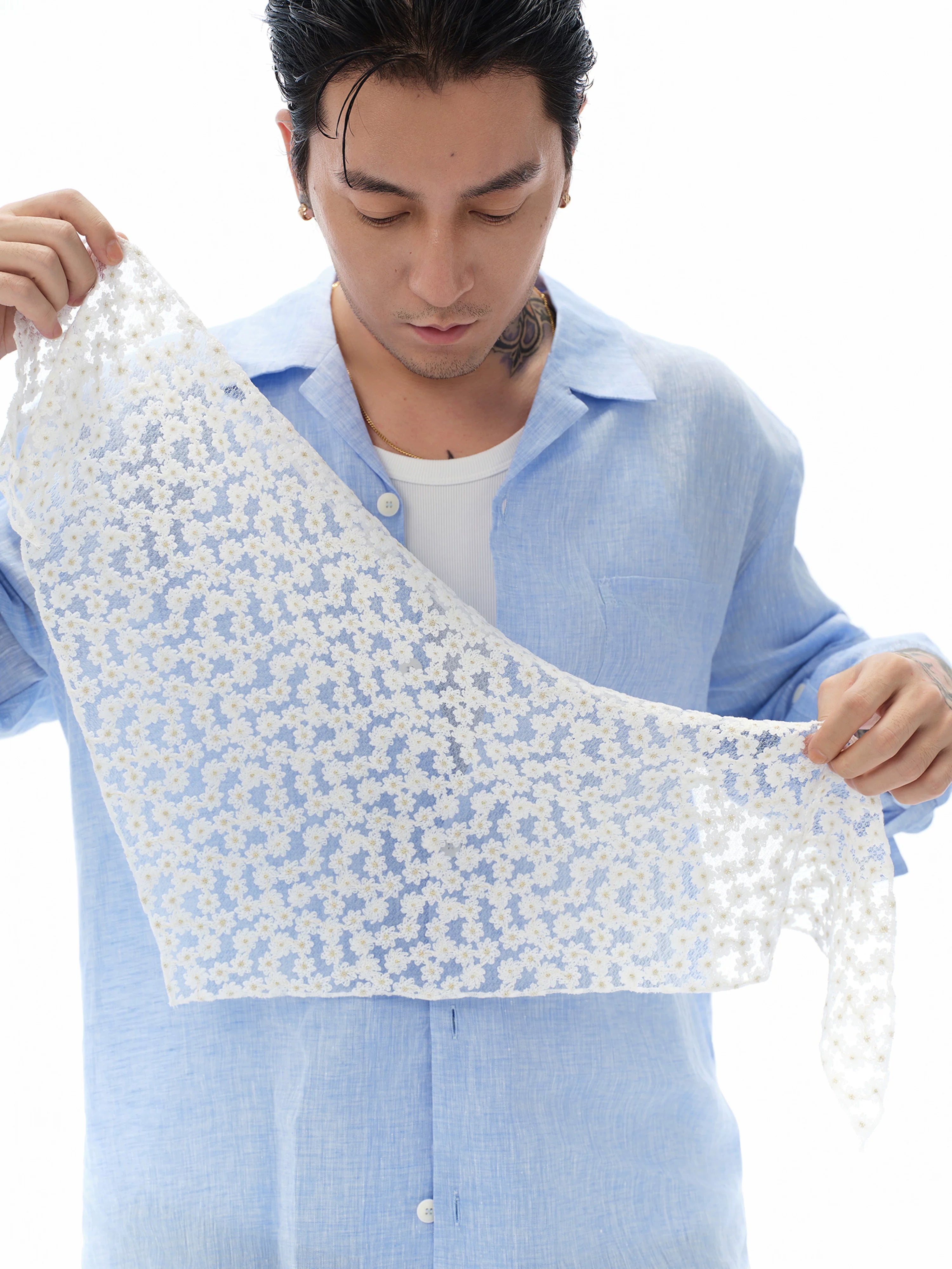 Korean Imported Embroidered Triangle Scarf