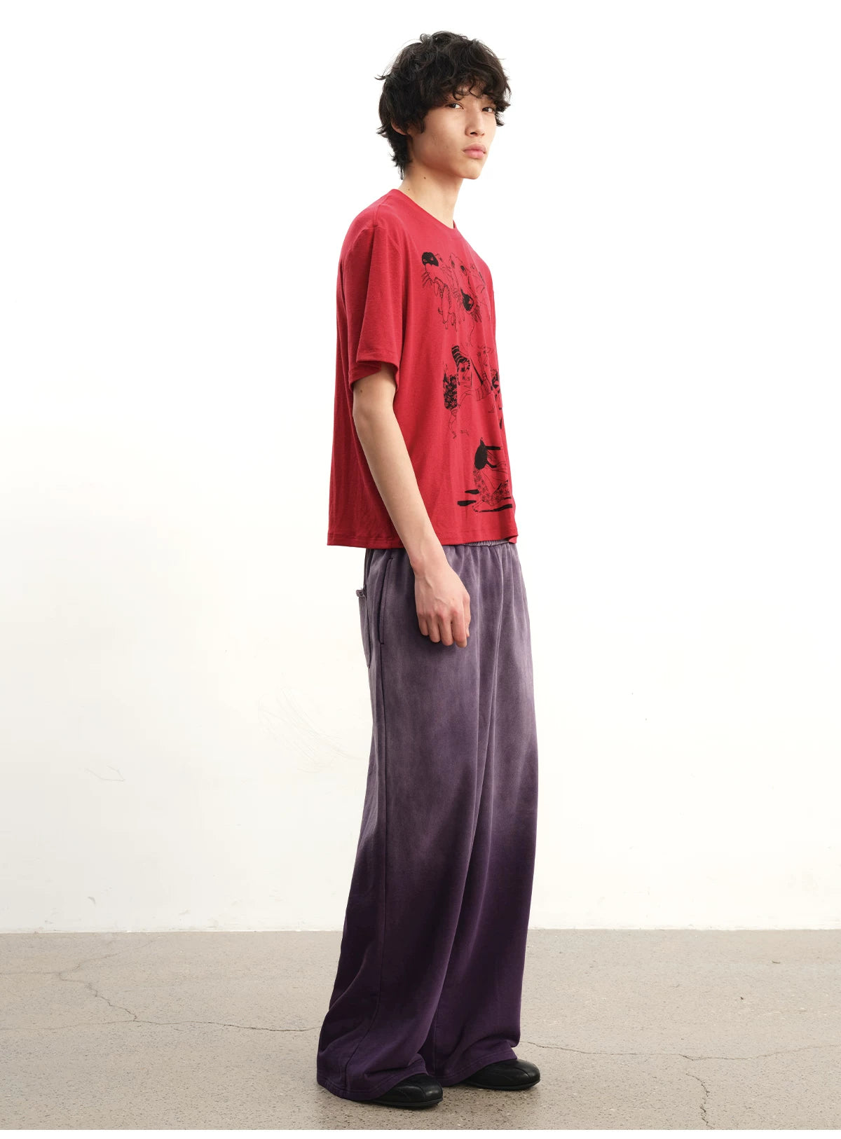 Faded Cotton Straight Loose Pants