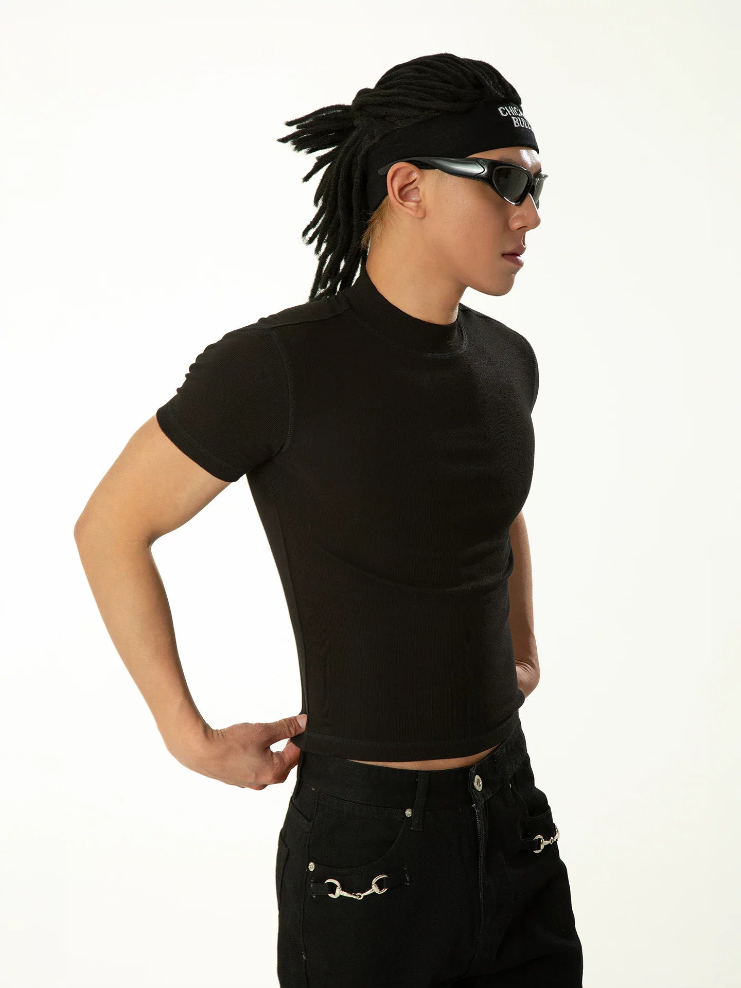 Men's Black Slim Short-sleeved Knit Tees