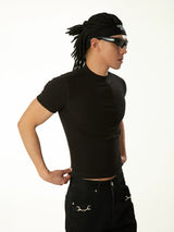 Men's Black Slim Short-sleeved Knit Tees